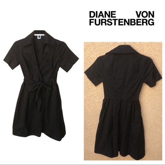 Diane Von Furstenberg Dresses & Skirts - [Diane Von Furstenburg] Black Tie V-Neck Dress